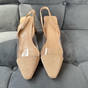 Zara Tan strap heels with clear and tan top